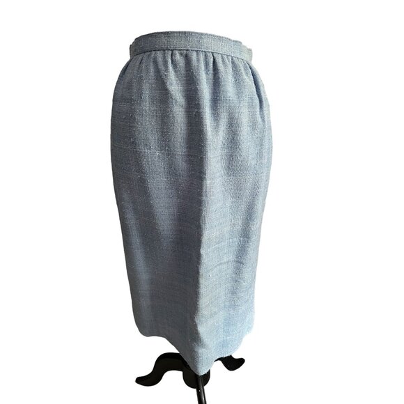 Vintage Ricky Bo Hilton Hotel Baby Blue Tweed Skirt Suit Sz Small Womens - Picture 5 of 10
